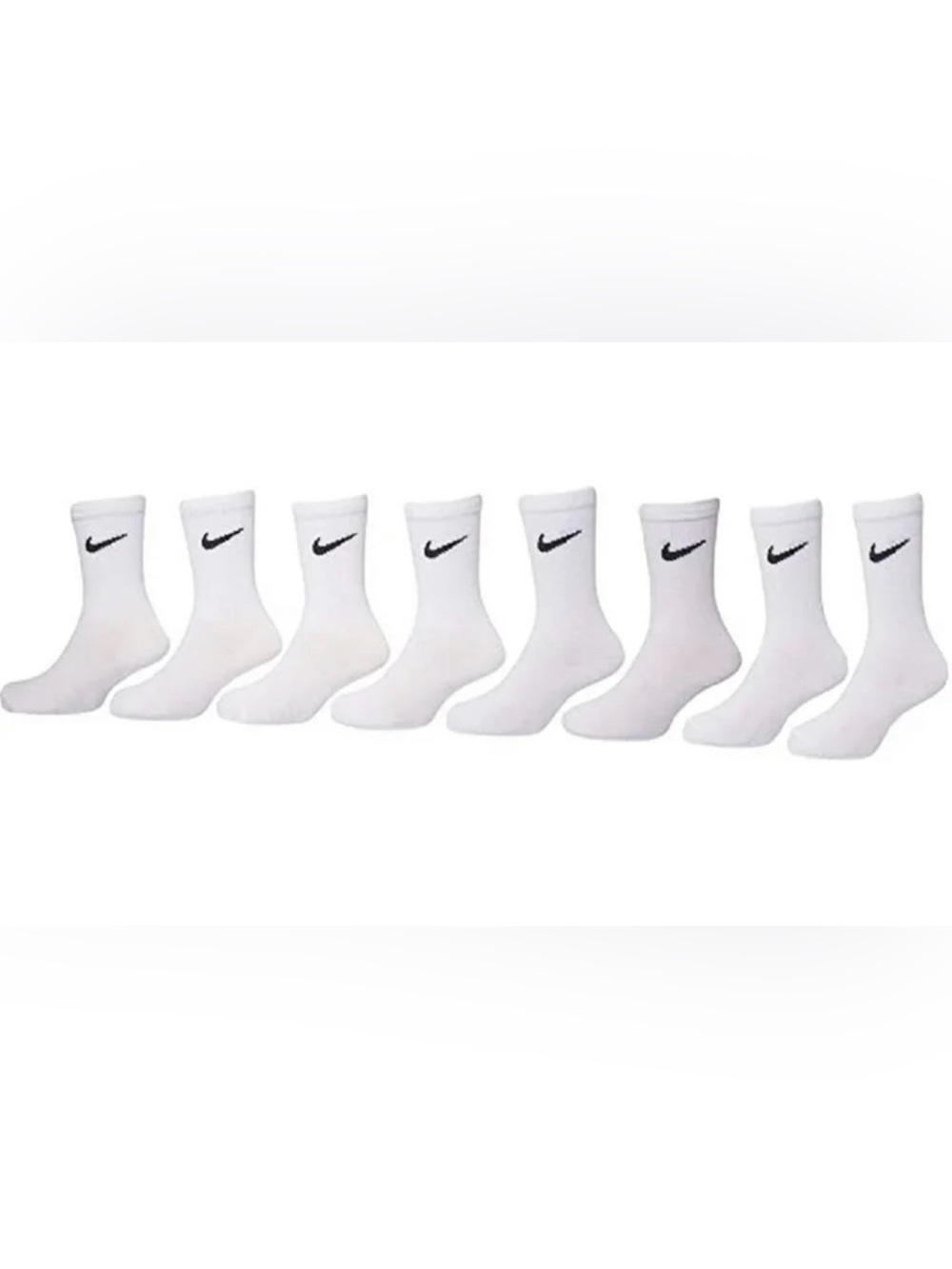 NWT Nike Kids White Crew Socks 8 Pairs 10C-3Y